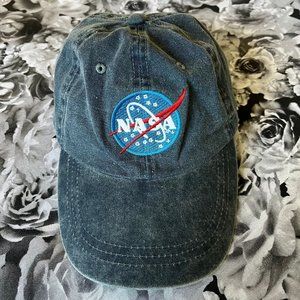 NASA Embroidered Retro Navy Blue Denim Style Adjustable Hat